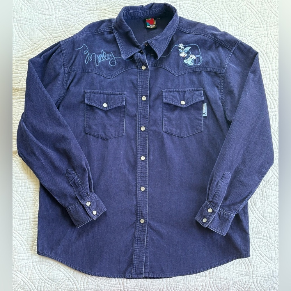 Disney Western Mickey Embroidered Corduroy Button Down vintage Mickey Unlimited